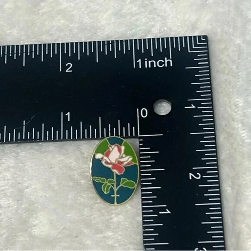 Cloisonne Enamel Rose Cross Lapel Vest Hat Pin A28